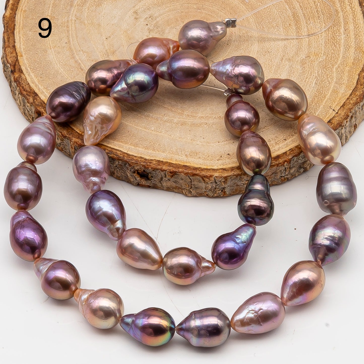 9-11mm Edison Pearl in Full Strand, Freshwater Pearl in Natural Colors with High Luster, Pre-Strung for Jewelry Making, SKU # 3110EP