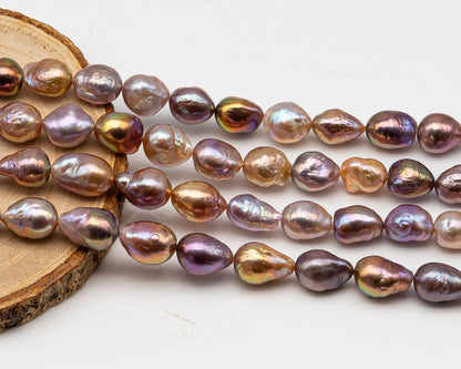 9-11mm Edison Pearl in Full Strand, Freshwater Pearl in Natural Colors with High Luster, Pre-Strung for Jewelry Making, SKU # 3112EP