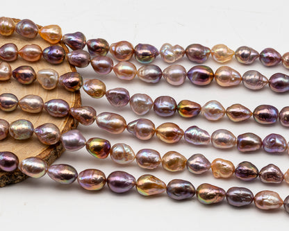 9-11mm Edison Pearl in Full Strand, Freshwater Pearl in Natural Colors with High Luster, Pre-Strung for Jewelry Making, SKU # 3112EP