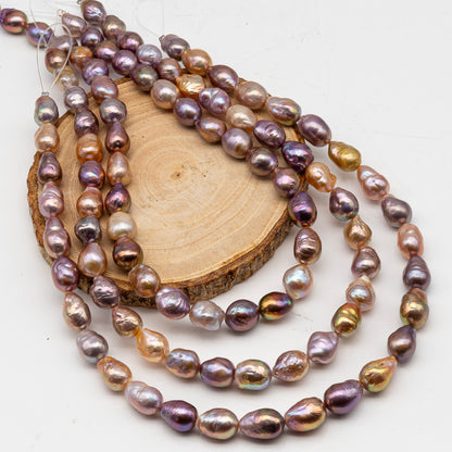 9-11mm Edison Pearl in Full Strand, Freshwater Pearl in Natural Colors with High Luster, Pre-Strung for Jewelry Making, SKU # 3112EP