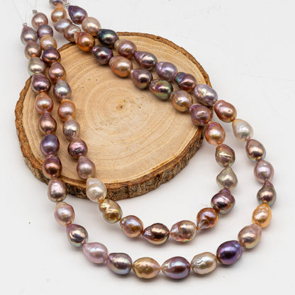 9-11mm Edison Pearl in Full Strand, Freshwater Pearl in Natural Colors with High Luster, Pre-Strung for Jewelry Making, SKU # 3112EP