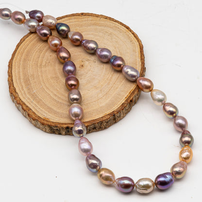 9-11mm Edison Pearl in Full Strand, Freshwater Pearl in Natural Colors with High Luster, Pre-Strung for Jewelry Making, SKU # 3112EP