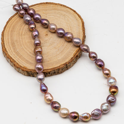 9-11mm Edison Pearl in Full Strand, Freshwater Pearl in Natural Colors with High Luster, Pre-Strung for Jewelry Making, SKU # 3112EP