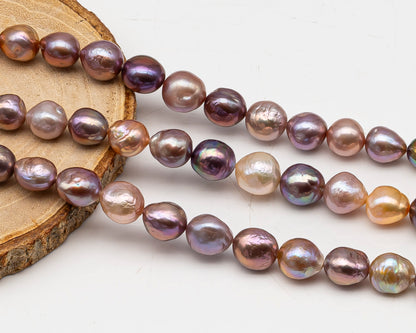 9-11mm Edison Pearl in Full Strand, Freshwater Pearl in Natural Colors with High Luster, Pre-Strung for Jewelry Making, SKU # 3113EP