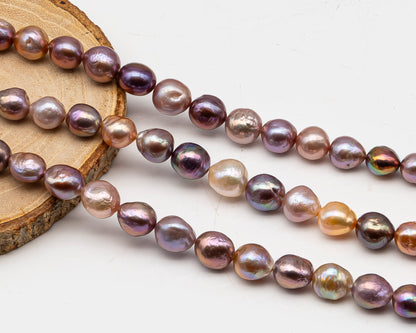 9-11mm Edison Pearl in Full Strand, Freshwater Pearl in Natural Colors with High Luster, Pre-Strung for Jewelry Making, SKU # 3113EP