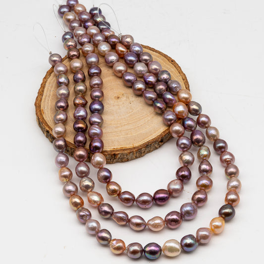 9-11mm Edison Pearl in Full Strand, Freshwater Pearl in Natural Colors with High Luster, Pre-Strung for Jewelry Making, SKU # 3113EP