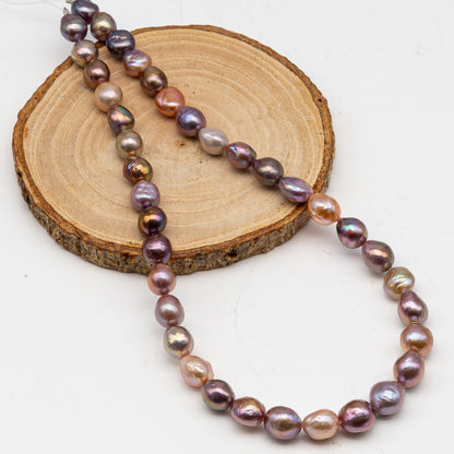 9-11mm Edison Pearl in Full Strand, Freshwater Pearl in Natural Colors with High Luster, Pre-Strung for Jewelry Making, SKU # 3113EP