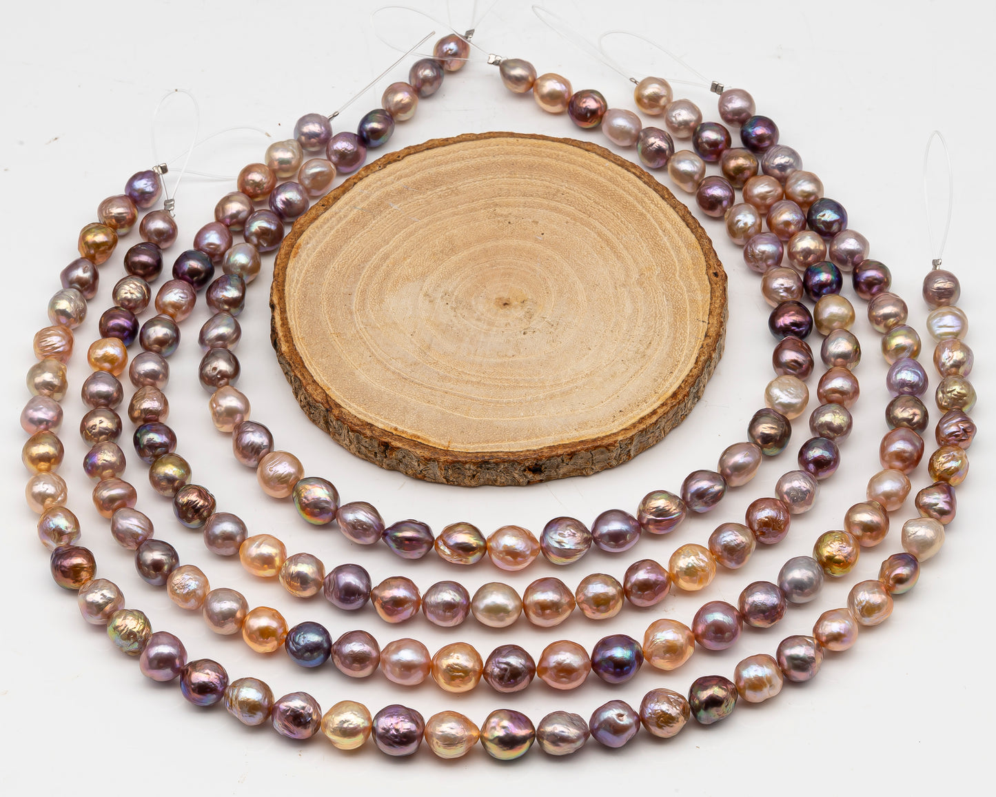 9-11mm Edison Pearl in Full Strand, Freshwater Pearl in Natural Colors with High Luster, Pre-Strung for Jewelry Making, SKU # 3113EP