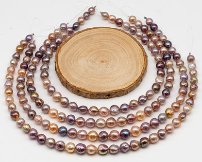 9-11mm Edison Pearl in Full Strand, Freshwater Pearl in Natural Colors with High Luster, Pre-Strung for Jewelry Making, SKU # 3113EP