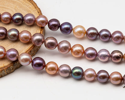 10-12mm Edison Pearl in Full Strand, Freshwater Pearl in Natural Colors with High Luster, Pre-Strung for Jewelry Making, SKU # 3116EP