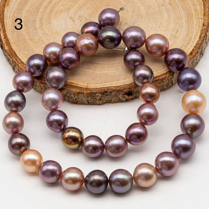 10-12mm Edison Pearl in Full Strand, Freshwater Pearl in Natural Colors with High Luster, Pre-Strung for Jewelry Making, SKU # 3116EP