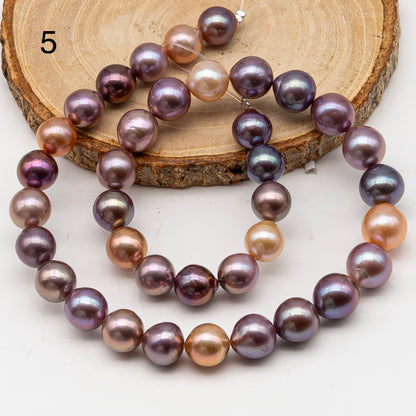 10-12mm Edison Pearl in Full Strand, Freshwater Pearl in Natural Colors with High Luster, Pre-Strung for Jewelry Making, SKU # 3116EP