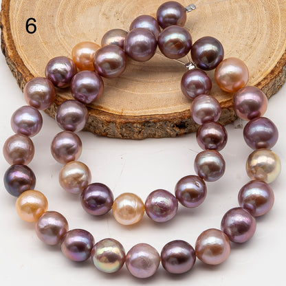 10-12mm Edison Pearl in Full Strand, Freshwater Pearl in Natural Colors with High Luster, Pre-Strung for Jewelry Making, SKU # 3116EP