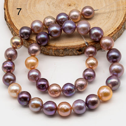 10-12mm Edison Pearl in Full Strand, Freshwater Pearl in Natural Colors with High Luster, Pre-Strung for Jewelry Making, SKU # 3116EP