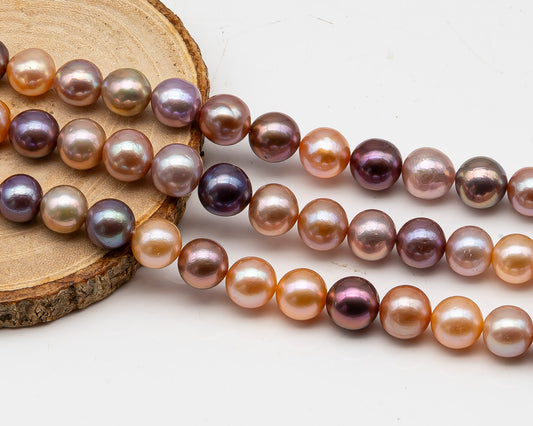 10-12mm Edison Pearl in Full Strand, Freshwater Pearl in Natural Colors with High Luster, Pre-Strung for Jewelry Making, SKU # 3117EP