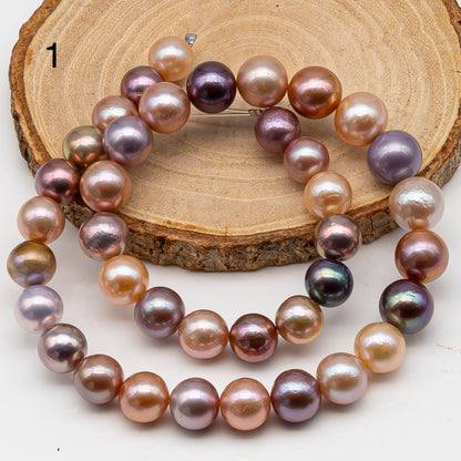 10-12mm Edison Pearl in Full Strand, Freshwater Pearl in Natural Colors with High Luster, Pre-Strung for Jewelry Making, SKU # 3117EP