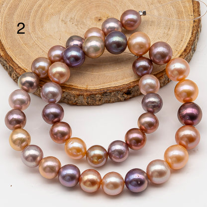 10-12mm Edison Pearl in Full Strand, Freshwater Pearl in Natural Colors with High Luster, Pre-Strung for Jewelry Making, SKU # 3117EP