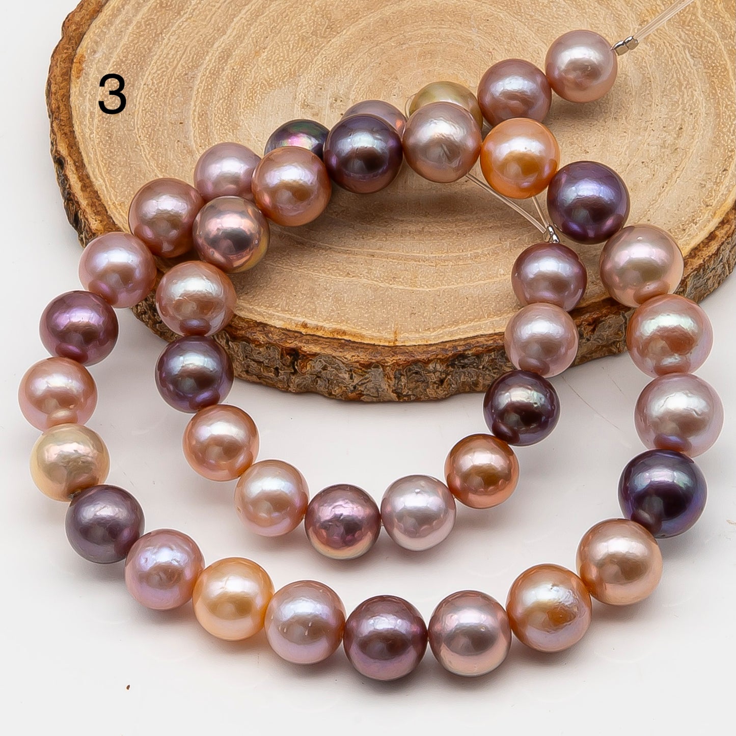 10-12mm Edison Pearl in Full Strand, Freshwater Pearl in Natural Colors with High Luster, Pre-Strung for Jewelry Making, SKU # 3117EP