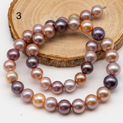 10-12mm Edison Pearl in Full Strand, Freshwater Pearl in Natural Colors with High Luster, Pre-Strung for Jewelry Making, SKU # 3117EP