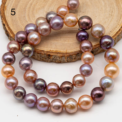 10-12mm Edison Pearl in Full Strand, Freshwater Pearl in Natural Colors with High Luster, Pre-Strung for Jewelry Making, SKU # 3117EP