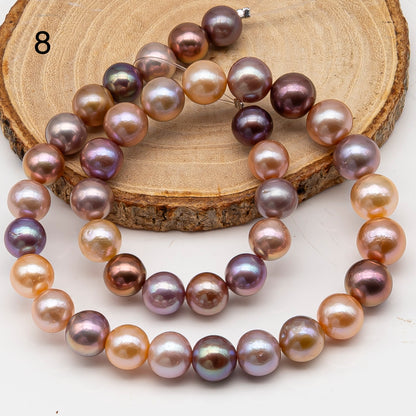 10-12mm Edison Pearl in Full Strand, Freshwater Pearl in Natural Colors with High Luster, Pre-Strung for Jewelry Making, SKU # 3117EP
