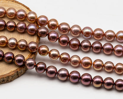 10-12mm Edison Pearl in Full Strand, Freshwater Pearl in Natural Colors with High Luster, Pre-Strung for Jewelry Making, SKU # 3120EP