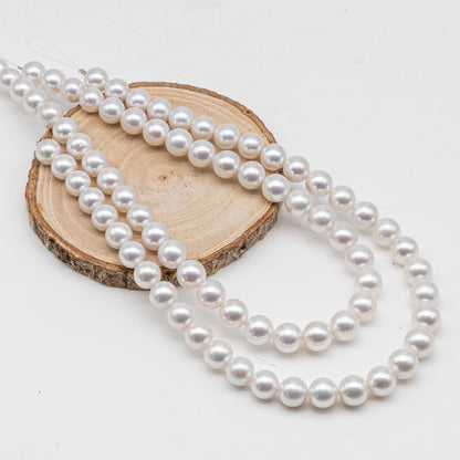 AAA 10-12mm Edison Pearl in Full Strand, Freshwater Pearl in White Colors with High Luster, Pre-Strung for Jewelry Making, SKU # 3121EP