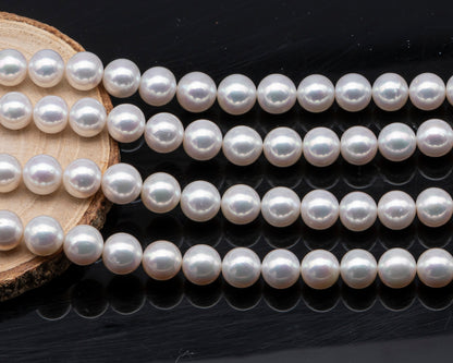 AAA 10-12mm Edison Pearl in Full Strand, Freshwater Pearl in White Colors with High Luster, Pre-Strung for Jewelry Making, SKU # 3121EP
