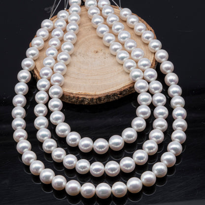 AAA 10-12mm Edison Pearl in Full Strand, Freshwater Pearl in White Colors with High Luster, Pre-Strung for Jewelry Making, SKU # 3121EP