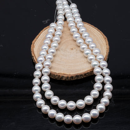 AAA 10-12mm Edison Pearl in Full Strand, Freshwater Pearl in White Colors with High Luster, Pre-Strung for Jewelry Making, SKU # 3121EP