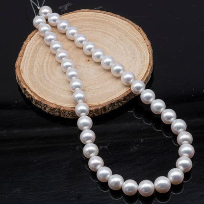 AAA 10-12mm Edison Pearl in Full Strand, Freshwater Pearl in White Colors with High Luster, Pre-Strung for Jewelry Making, SKU # 3121EP