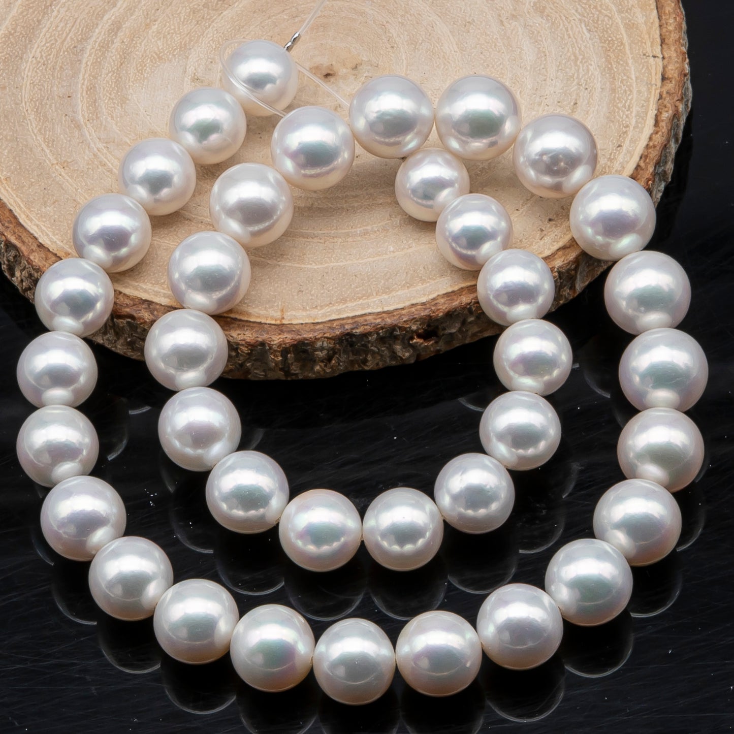 AAA 10-12mm Edison Pearl in Full Strand, Freshwater Pearl in White Colors with High Luster, Pre-Strung for Jewelry Making, SKU # 3121EP