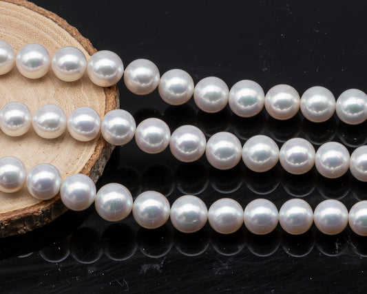 AAA 10-12mm Edison Pearl in Full Strand, Freshwater Pearl in White Colors with High Luster, Pre-Strung for Jewelry Making, SKU # 3121EP