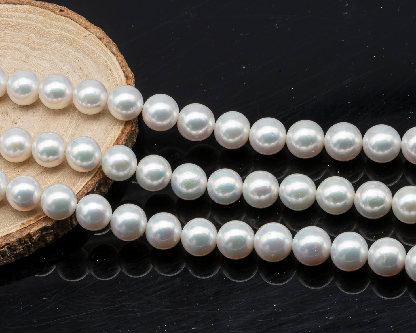 AAA 10-12mm Edison Pearl in Full Strand, Freshwater Pearl in White Colors with High Luster, Pre-Strung for Jewelry Making, SKU # 3122EP