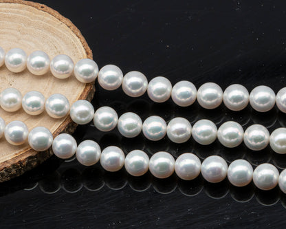 AAA 10-12mm Edison Pearl in Full Strand, Freshwater Pearl in White Colors with High Luster, Pre-Strung for Jewelry Making, SKU # 3122EP