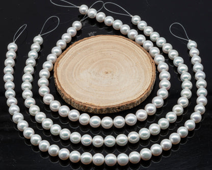 AAA 10-12mm Edison Pearl in Full Strand, Freshwater Pearl in White Colors with High Luster, Pre-Strung for Jewelry Making, SKU # 3122EP