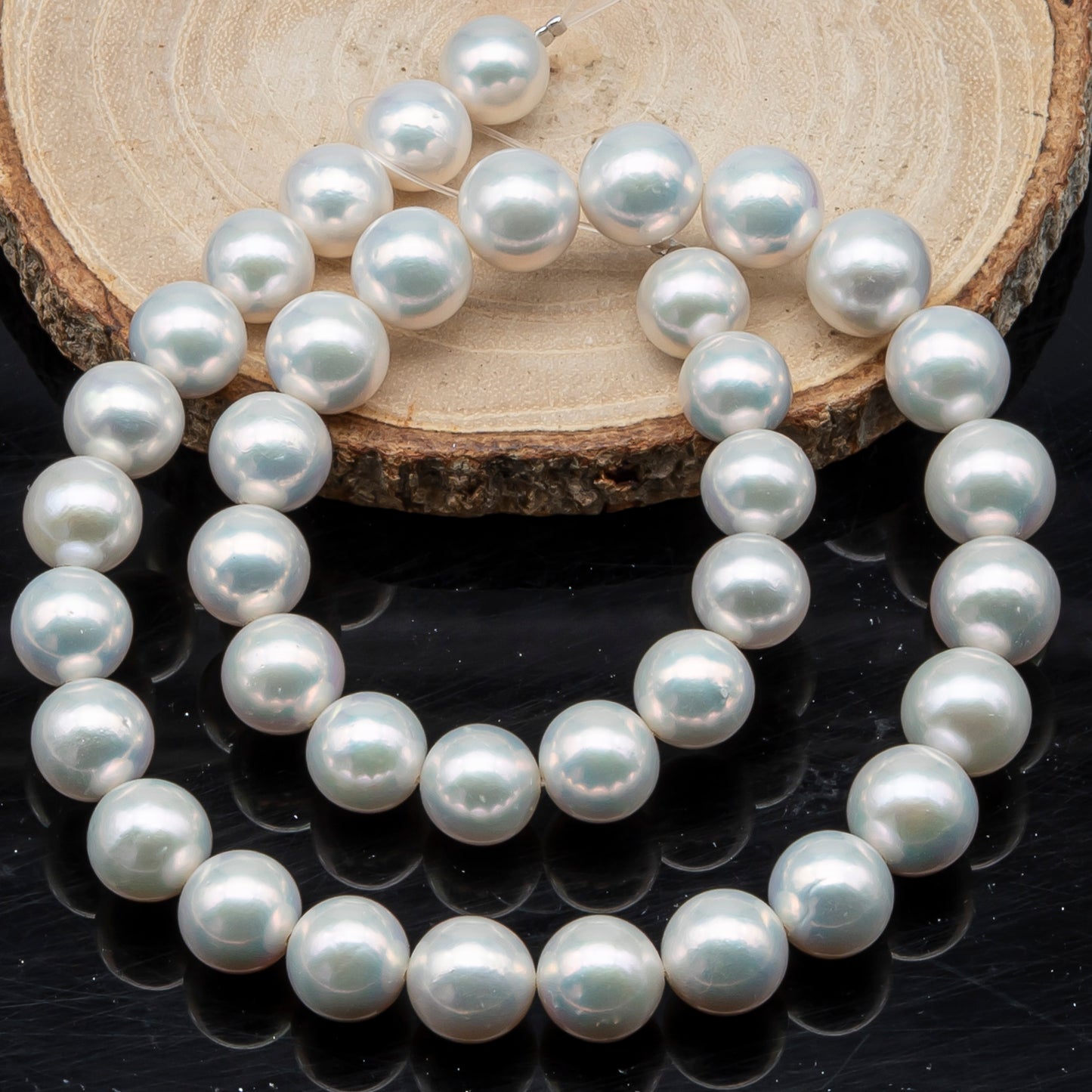 AAA 10-12mm Edison Pearl in Full Strand, Freshwater Pearl in White Colors with High Luster, Pre-Strung for Jewelry Making, SKU # 3122EP