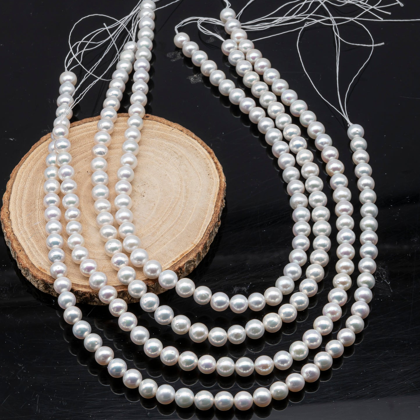 7.5-8.5mm Freshwater Pearl in Full Strand, Natural Colors with High Luster, Pre-Strung for Jewelry Making, SKU # 3123EP