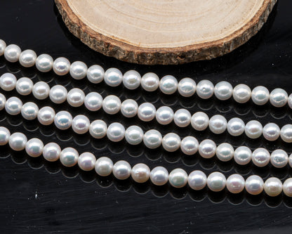 7.5-8.5mm Freshwater Pearl in Full Strand, Natural Colors with High Luster, Pre-Strung for Jewelry Making, SKU # 3123EP