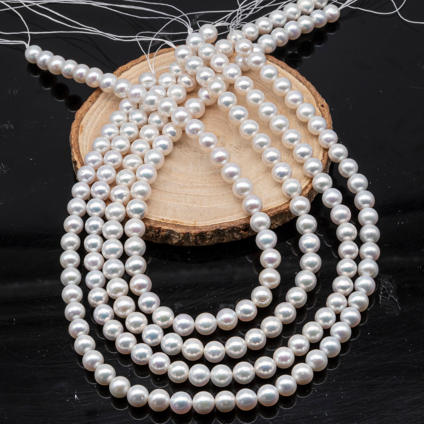 7.5-8.5mm Freshwater Pearl in Full Strand, Natural Colors with High Luster, Pre-Strung for Jewelry Making, SKU # 3123EP