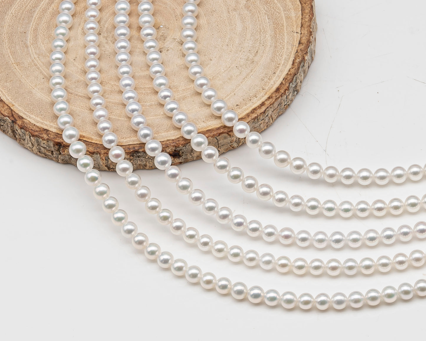 AAA+ 3-3.5mm, 3.5-4mm, 4-4.5mm or 4.5-5mm Freshwater Pearl in Full Strand, White Colors with High Luster, Pre-Strung for Jewelry Making, SKU # 3124FW