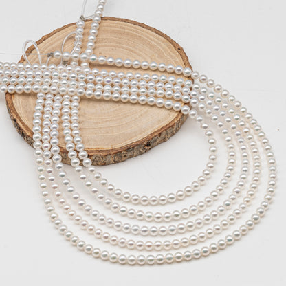 AAA+ 3-3.5mm, 3.5-4mm, 4-4.5mm or 4.5-5mm Freshwater Pearl in Full Strand, White Colors with High Luster, Pre-Strung for Jewelry Making, SKU # 3124FW