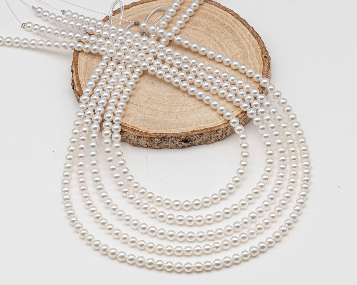 AAA+ 3-3.5mm, 3.5-4mm, 4-4.5mm or 4.5-5mm Freshwater Pearl in Full Strand, White Colors with High Luster, Pre-Strung for Jewelry Making, SKU # 3124FW