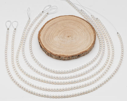 AAA+ 3-3.5mm, 3.5-4mm, 4-4.5mm or 4.5-5mm Freshwater Pearl in Full Strand, White Colors with High Luster, Pre-Strung for Jewelry Making, SKU # 3124FW