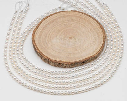 AAA+ 3-3.5mm, 3.5-4mm, 4-4.5mm or 4.5-5mm Freshwater Pearl in Full Strand, White Colors with High Luster, Pre-Strung for Jewelry Making, SKU # 3124FW