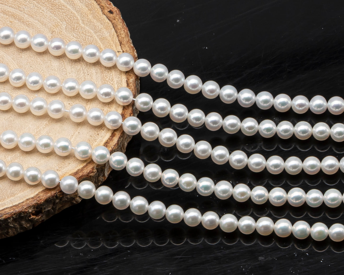 AAA+ 3-3.5mm, 3.5-4mm, 4-4.5mm or 4.5-5mm Freshwater Pearl in Full Strand, White Colors with High Luster, Pre-Strung for Jewelry Making, SKU # 3124FW