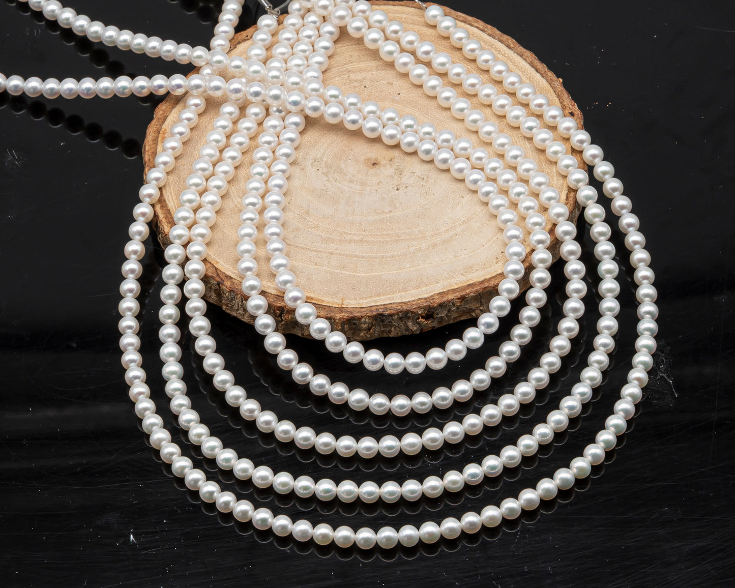AAA+ 3-3.5mm, 3.5-4mm, 4-4.5mm or 4.5-5mm Freshwater Pearl in Full Strand, White Colors with High Luster, Pre-Strung for Jewelry Making, SKU # 3124FW