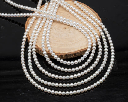 AAA+ 3-3.5mm, 3.5-4mm, 4-4.5mm or 4.5-5mm Freshwater Pearl in Full Strand, White Colors with High Luster, Pre-Strung for Jewelry Making, SKU # 3124FW