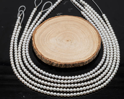 AAA+ 3-3.5mm, 3.5-4mm, 4-4.5mm or 4.5-5mm Freshwater Pearl in Full Strand, White Colors with High Luster, Pre-Strung for Jewelry Making, SKU # 3124FW