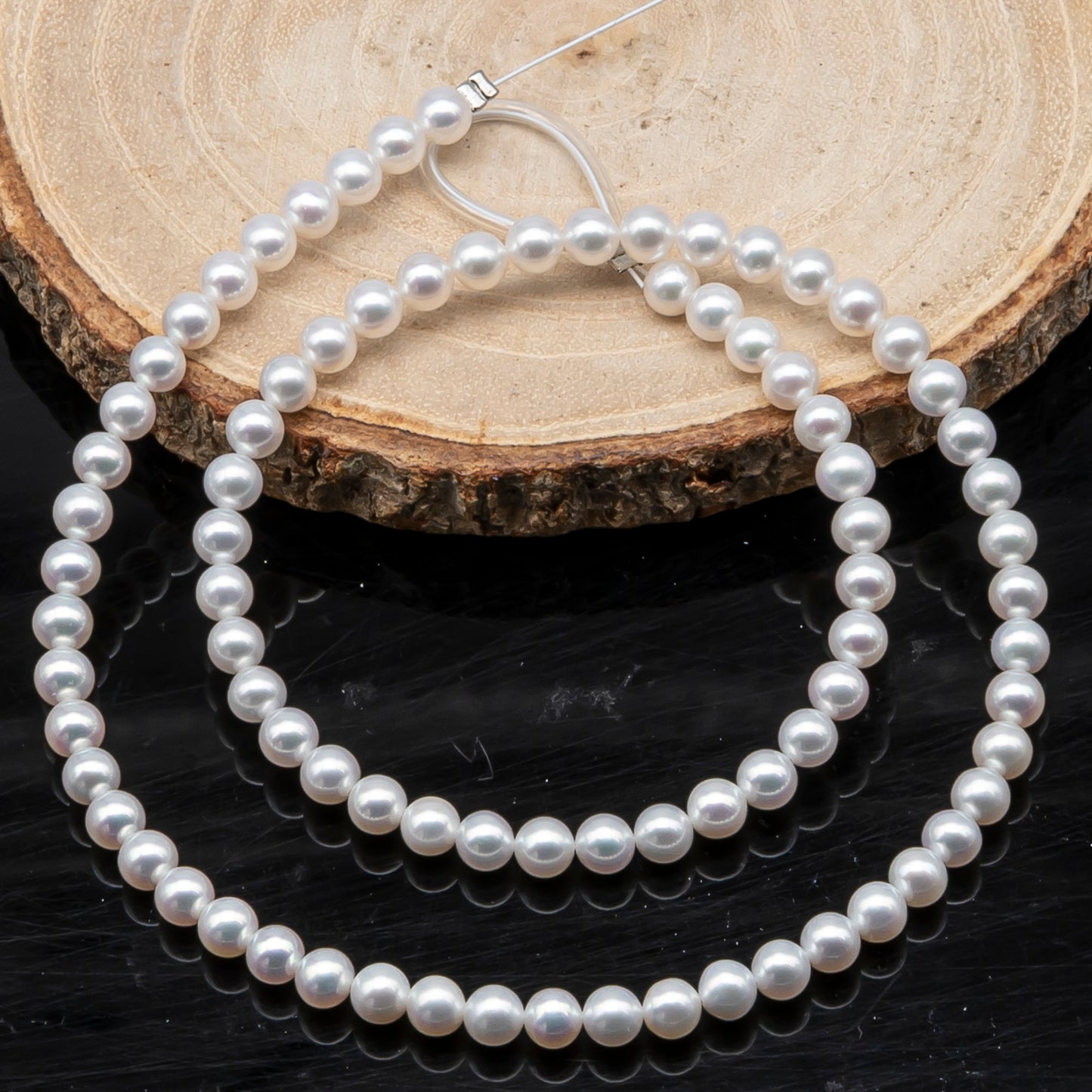 AAA+ 3-3.5mm, 3.5-4mm, 4-4.5mm or 4.5-5mm Freshwater Pearl in Full Strand, White Colors with High Luster, Pre-Strung for Jewelry Making, SKU # 3124FW